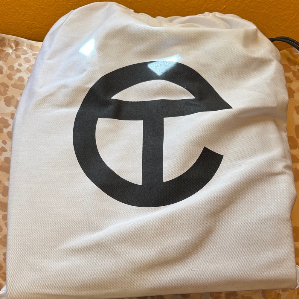 Telfar Black and White Logo Drawstring Bag